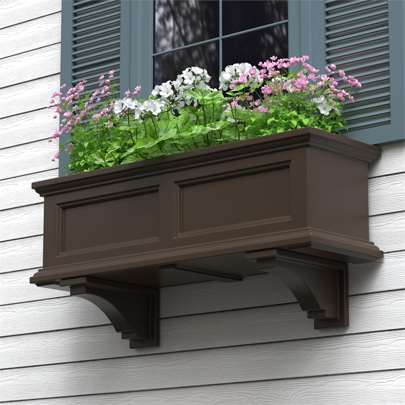Pemberly Row Traditional Plastic Decorative Brackets in Espresso (Set of 2)