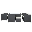 Pemberly Row 9-Piece Aluminum and Rattan Patio Dining Set in Espresso/White