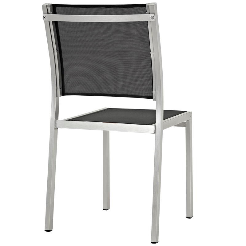 Pemberly Row 5-Piece Outdoor Patio Aluminum Dining Set in Silver/Black