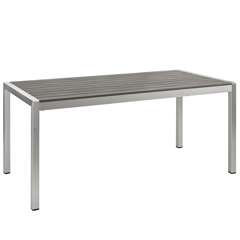 Pemberly Row 5-Piece Outdoor Patio Aluminum Dining Set in Silver/Black