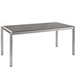 Pemberly Row 7-Piece Outdoor Patio Wood and Aluminum Dining Set in Silver/Black
