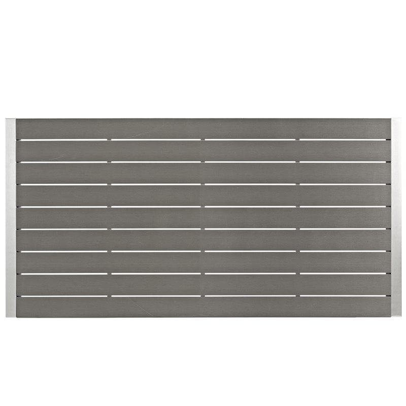 Pemberly Row 7-Piece Outdoor Patio Wood and Aluminum Dining Set in Silver/Black