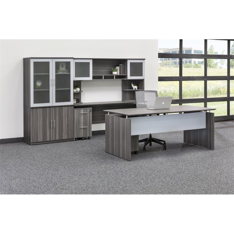 Pemberley Row Gray Steel Computer Desk Rectangular 72