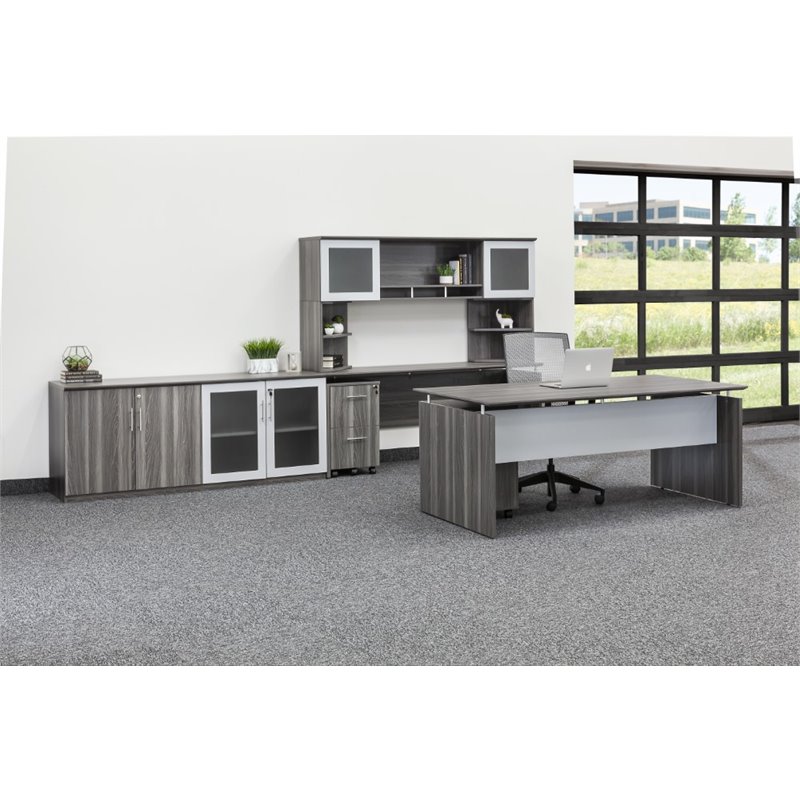 Pemberley Row Gray Steel Computer Desk Rectangular 72
