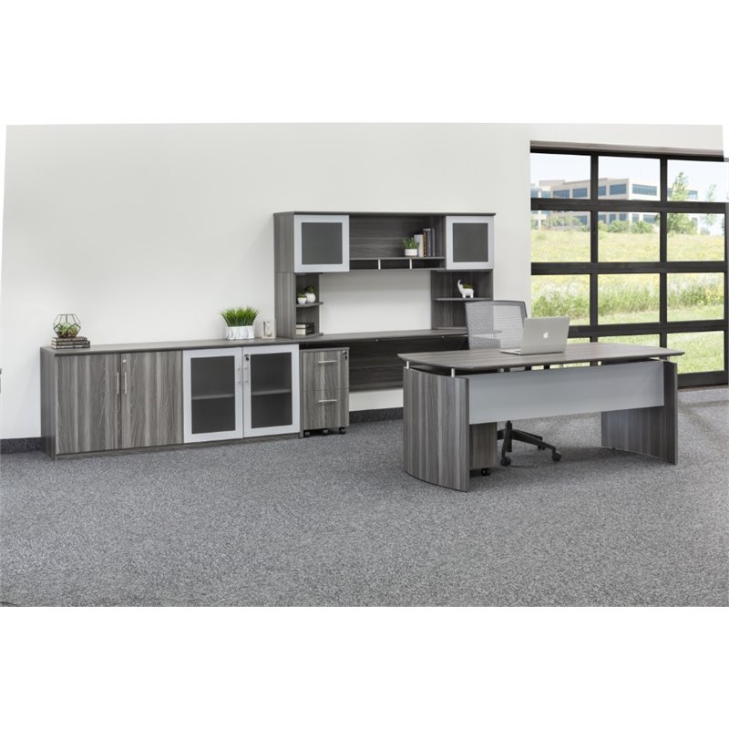 Pemberley Row Gray Steel Computer Desk Rectangular 72
