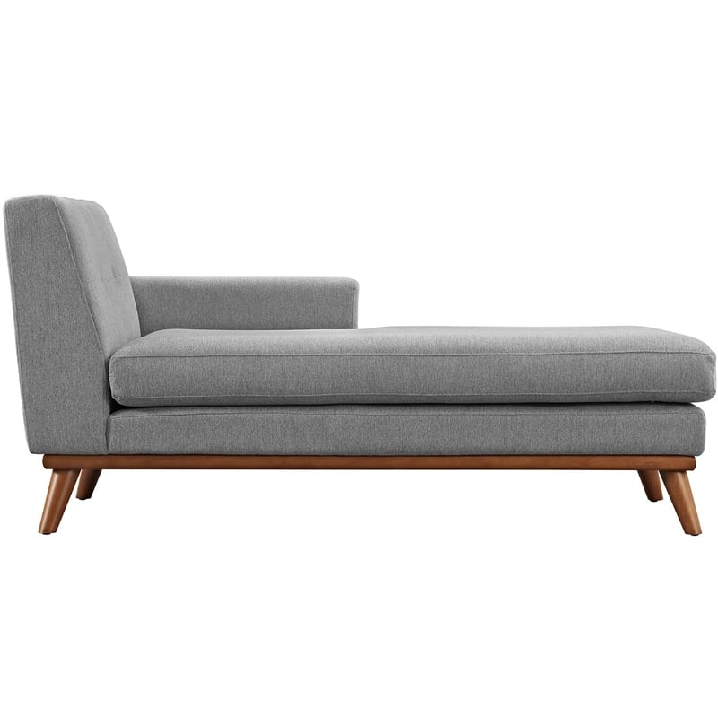 Pemberly Row Right-Facing Upholstered Fabric and Wood Chaise - Expectation Gray