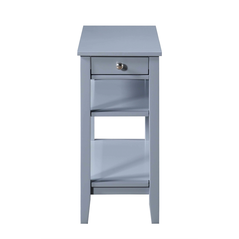 Pemberly Row Three Tier End Table With Drawer in Gray Wood Finish