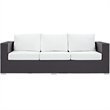 Pemberly Row Aluminum and Rattan Outdoor Patio Sofa in Espresso/White