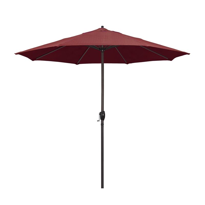Pemberly Row 9' Olefin Tilt Crank Lift Patio Umbrella in Adobe