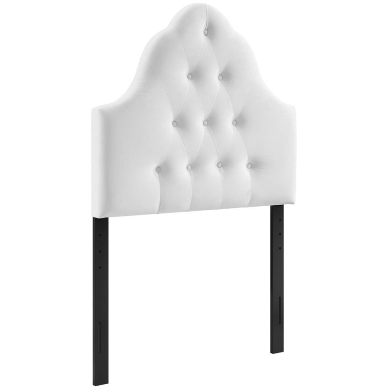 Pemberly Row Twin Diamond Tufted Performance Velvet Headboard in White
