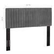 Pemberly Row Full/Queen Solid Wood and Performance Velvet Headboard in Gray