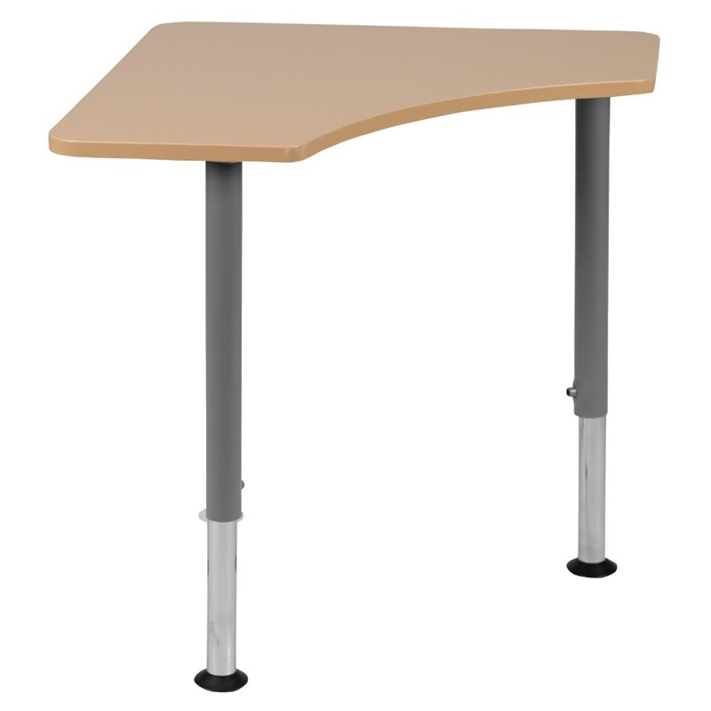 Pemberly Row Triangonal Collaborative Adjustable Student Desk in Natural