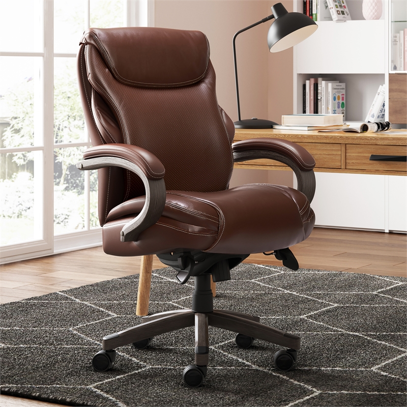 Pemberly Row Executive Office Chair with AIR Lumbar Technology Brown