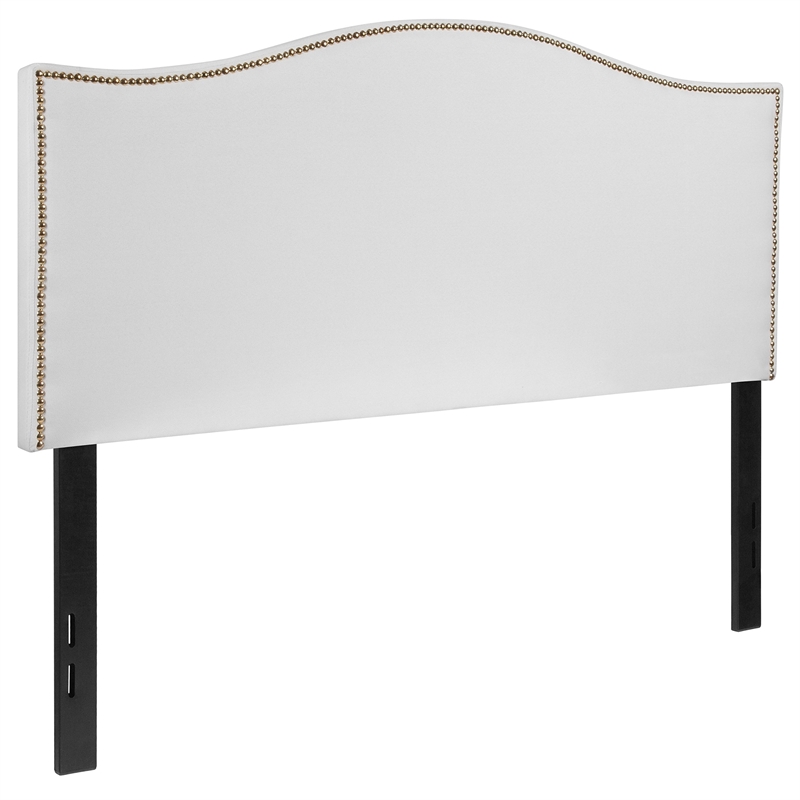 Pemberly Row Contemporary Upholstered Full Panel Headboard in White