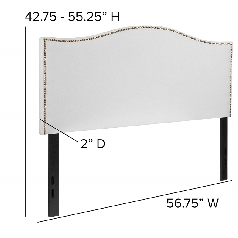 Pemberly Row Contemporary Upholstered Full Panel Headboard in White