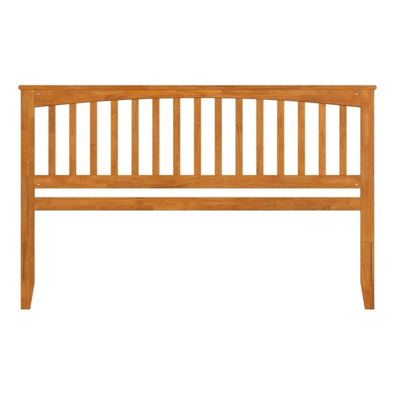 Pemberly Row Contemporary King Wood Headboard in Light Toffee