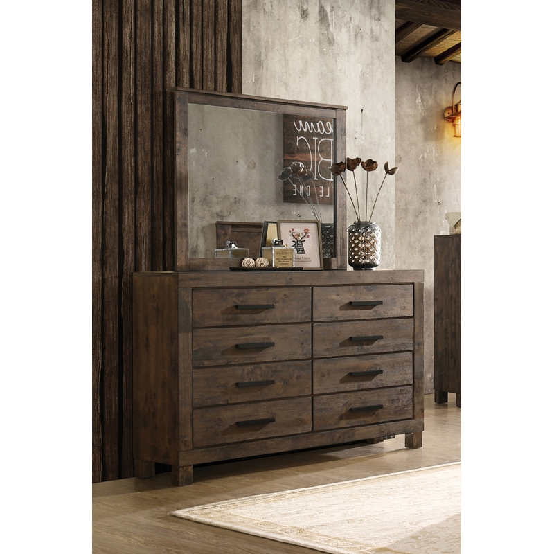Pemberly Row 5-piece Eastern King Wood Bedroom Set in Rustic Golden Brown
