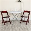Pemberly Row Wooden Vinyl Seat Folding Chair in Mahogany (Set of 2)