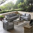 Pemberly Row 6-Piece Outdoor Patio Wicker Rattan Set in Gray Finish