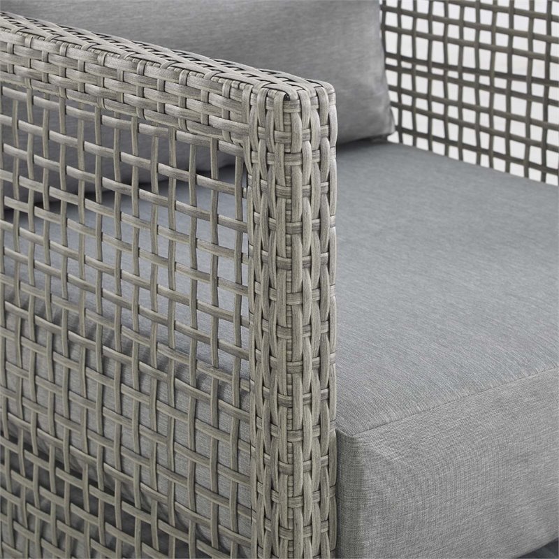 Pemberly Row 6-Piece Outdoor Patio Wicker Rattan Set in Gray Finish