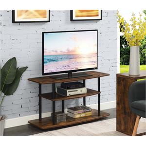 Pemberly Row Contemporary Three-Tier Wide TV Stand in Nutmeg Wood Finish