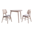 Pemberly Row Contemporary 3-piece Wood Dining Set in White Ash