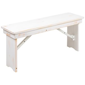 Pemberly Row 40&quot x 12&quot Folding Farm Dining Bench in Antique White