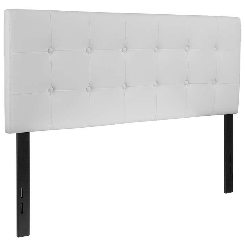 Pemberly Row Contemporary Upholstered Full Panel Headboard in White