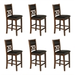 Pemberly Row Contemporary Solid Wood Counter Chair in Brown (Set of 6)