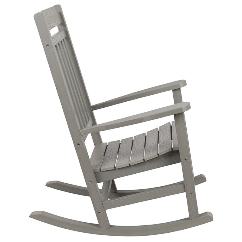 Pemberly Row Contemporary All-Weather Poly Resin Rocking Chair in Gray