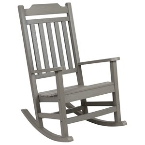 Pemberly Row Contemporary All-Weather Poly Resin Rocking Chair in Gray