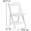 Pemberly Row Wooden Vinyl Seat Folding Chair in White (Set of 2)