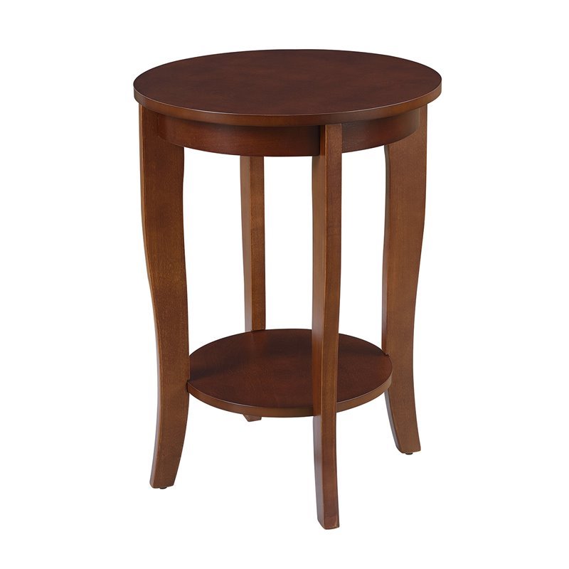 Pemberly Row Set of 2 Round End Table and Coffee Table in Mahogany Wood