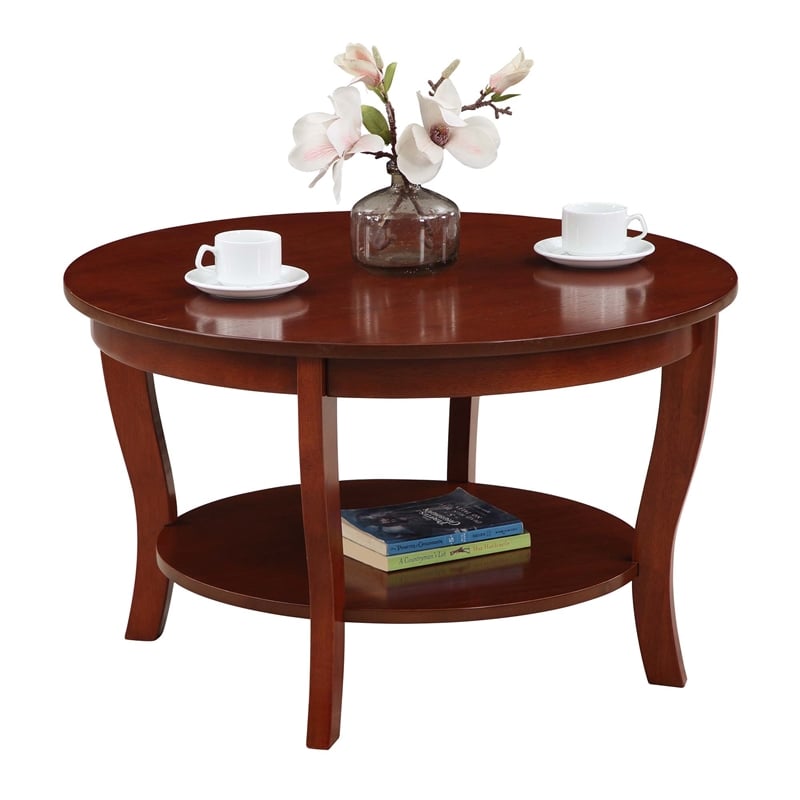 Pemberly Row Set of 3 - 2 Round End Tables and Coffee Table in Mahogany Wood
