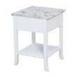 Pemberly Row Traditional End Table in White Wood & Faux Marble Top