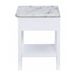 Pemberly Row Traditional End Table in White Wood & Faux Marble Top