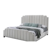 Pemberly Row Contemporary Channeled Woven Chenille Bed King in Beige