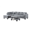 Pemberly Row Reversible Chaise Tweed Sectional with Ottoman in Dark Gray