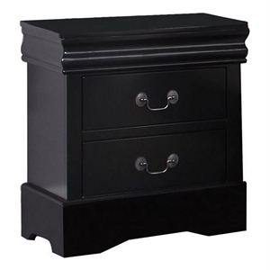 Pemberly Row Nightstand Solid and Manufactured Wood in Black