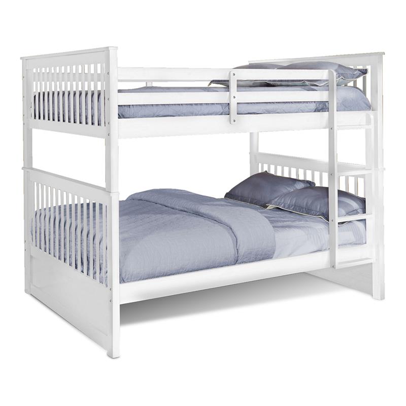 Pemberly Row Traditional Solid Wood Full/Full Bunk Bed with Slats in White