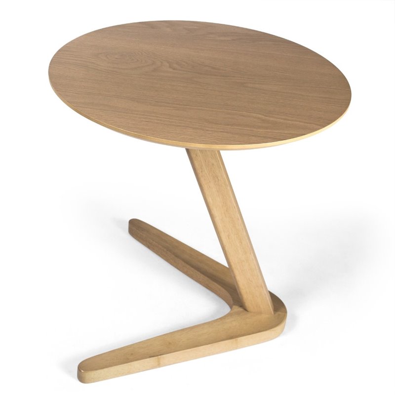 Pemberly Row Contemporary Scandinavian End Table in Oak Finish