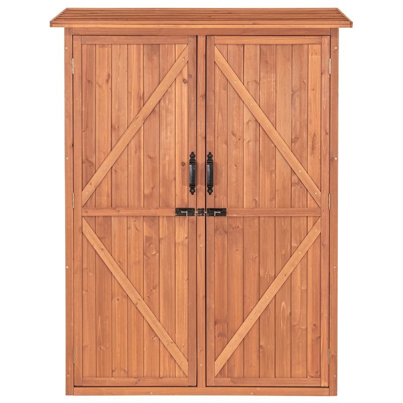 Pemberly Row Multi Compartment Wood Storage Cabinet in Medium Brown
