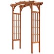 Pemberly Row Contemporary Wood Lattice Design Arbor in Medium Brown
