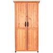 Pemberly Row Farmhouse Wood Vertical Storage Shed in Medium Brown