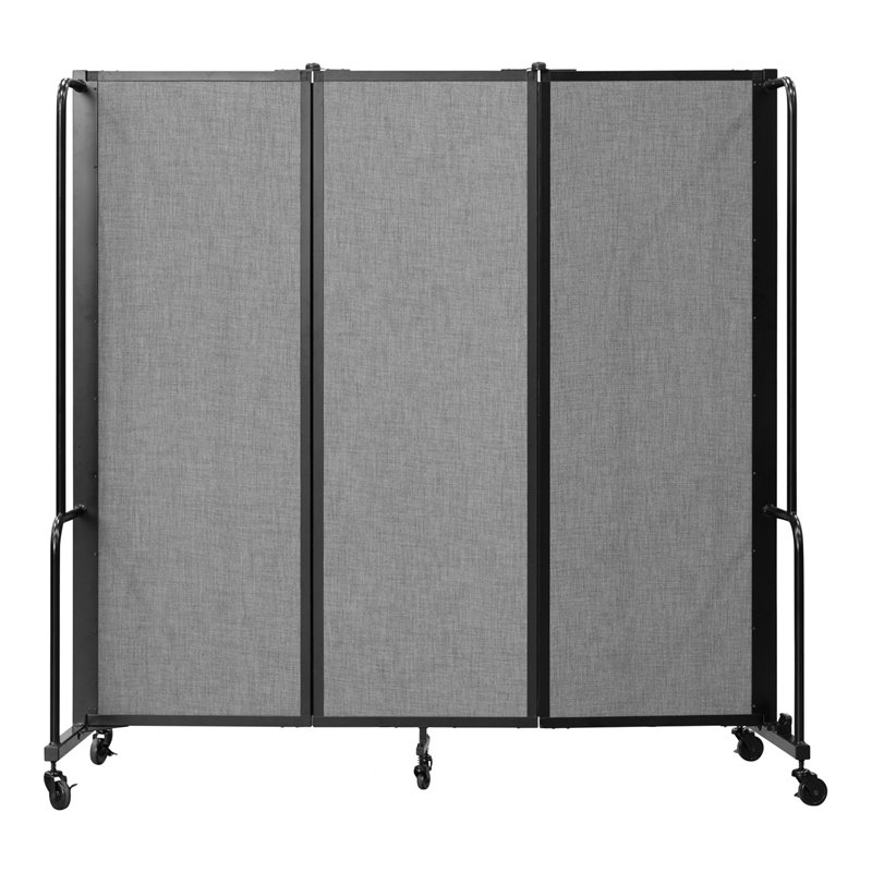 Pemberly Row 6ft Modern Metal Room Divider with 3 Sections in Gray