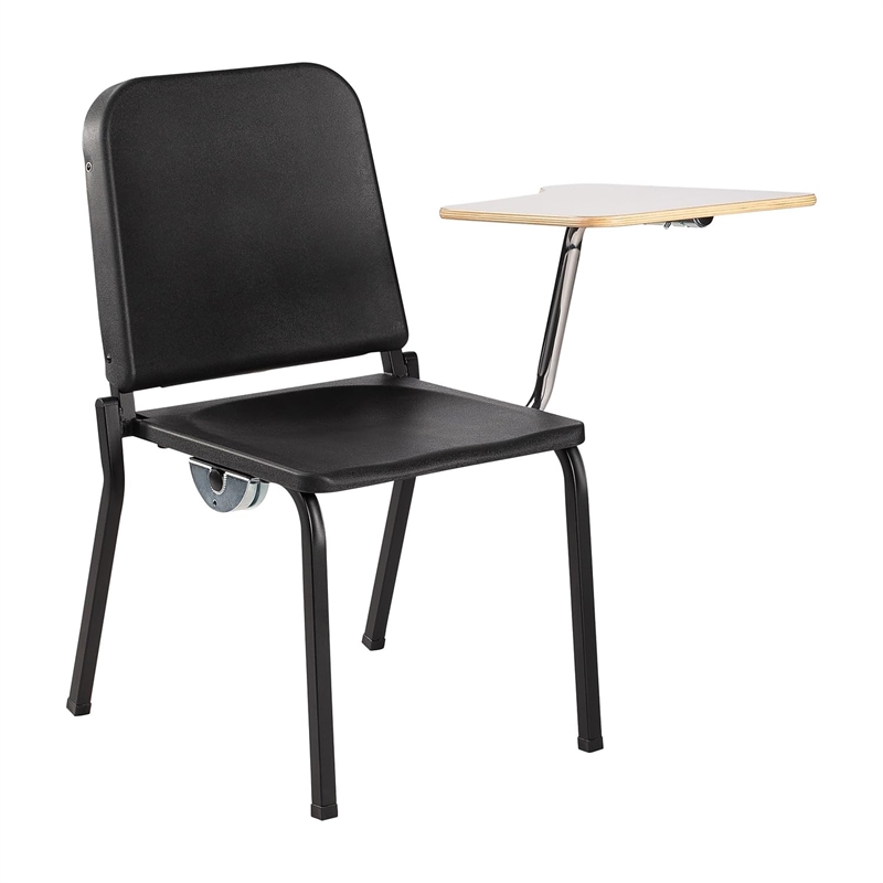 Pemberly Row Modern Wood Tablet Left Arm for Stack Chair in Gray Nebula