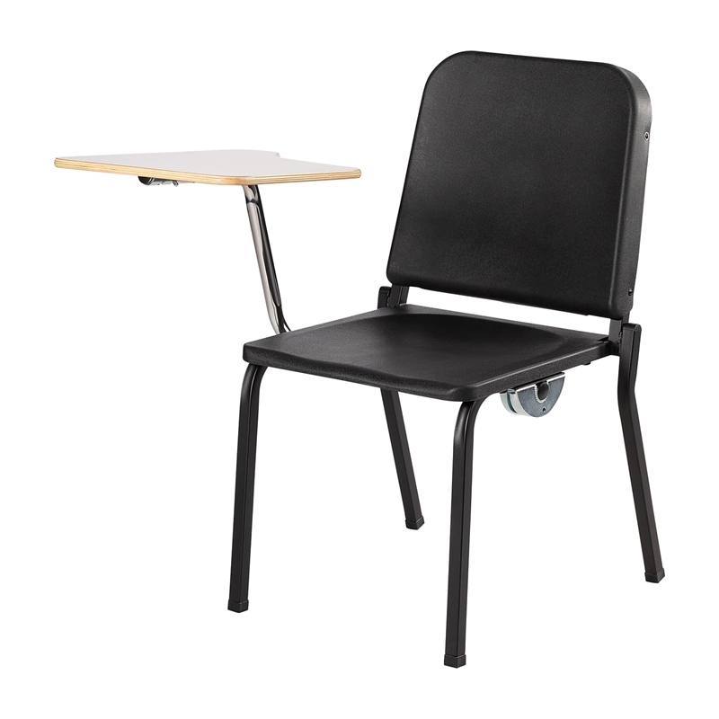 Pemberly Row Modern Wood Tablet Right Arm For Stack Chair in Gray Nebula