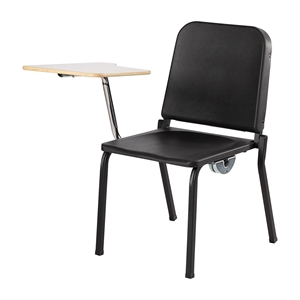 Pemberly Row Modern Wood Tablet Right Arm For Stack Chair in Gray Nebula
