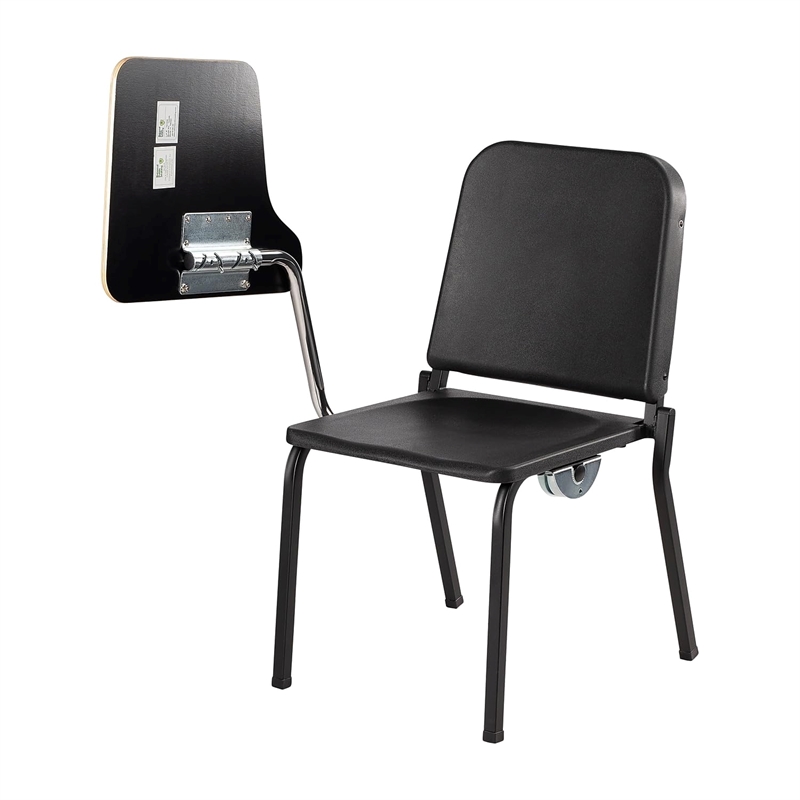 Pemberly Row Modern Wood Tablet Right Arm For Stack Chair in Gray Nebula