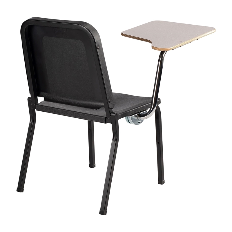 Pemberly Row Modern Wood Tablet Right Arm For Stack Chair in Gray Nebula